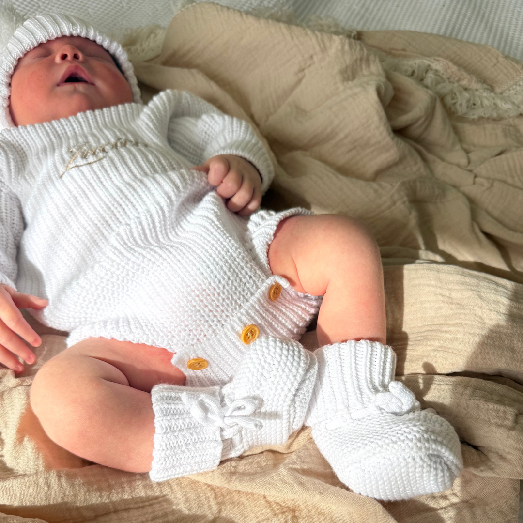 Personalised Chunky Knit Baby Romper - Ivory