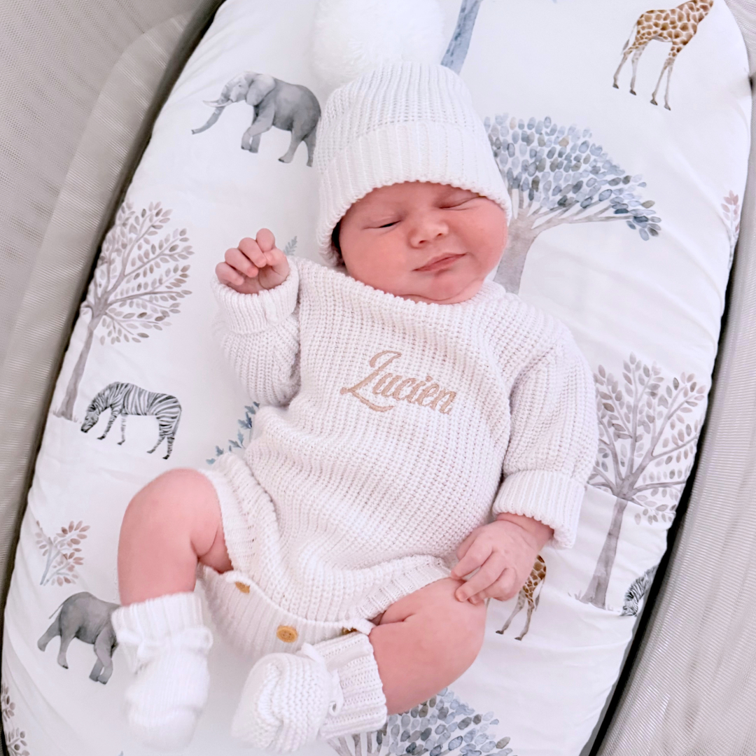 Personalised Chunky Knit Baby Romper - Ivory