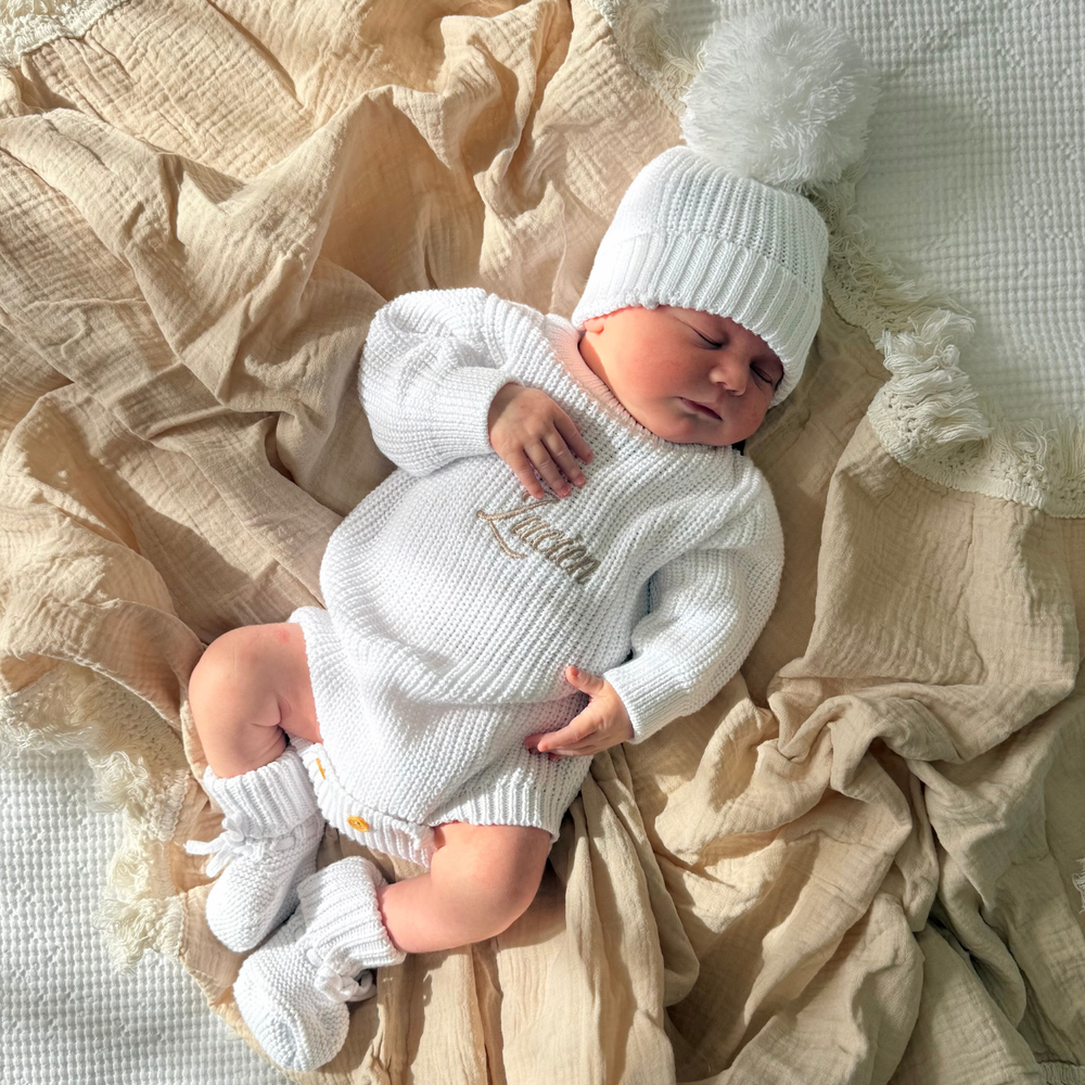 Personalised Chunky Knit Baby Romper - Ivory
