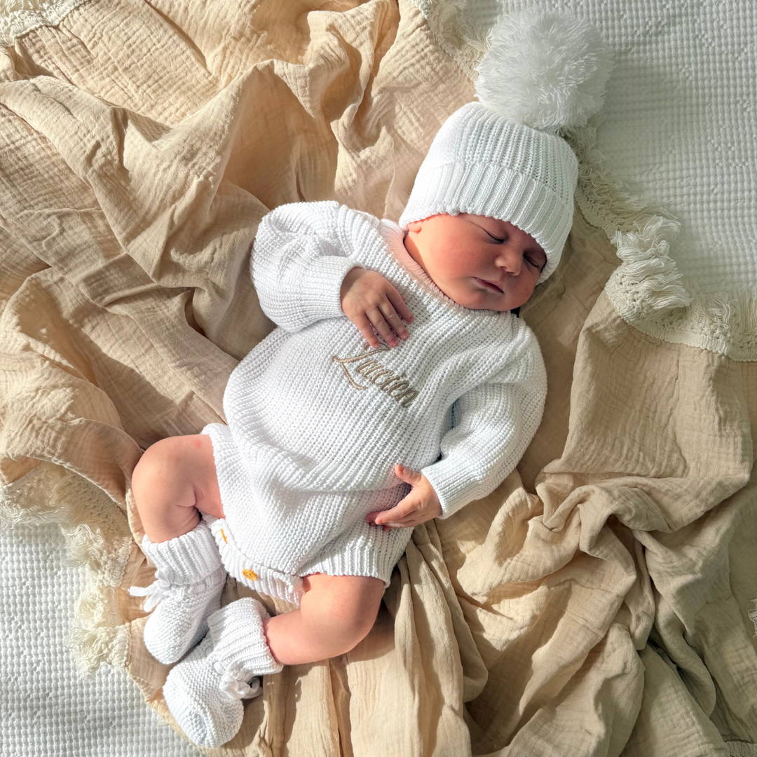 Chunky Knit Baby Booties - Ivory
