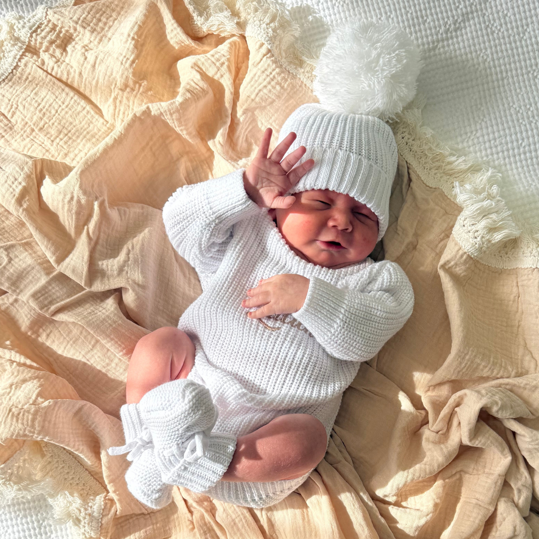 Personalised Chunky Knit Baby Romper - Ivory