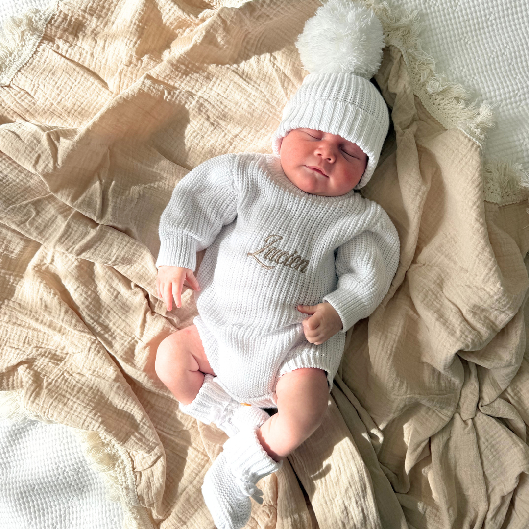 Personalised Chunky Knit Baby Romper - Ivory