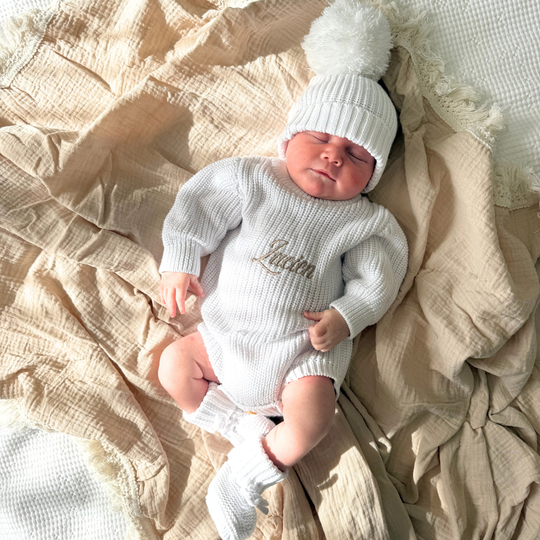 Personalised Chunky Knit Baby Romper - Ivory