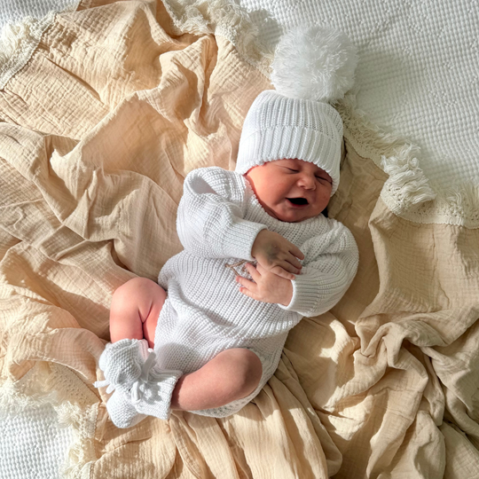 Personalised Chunky Knit Baby Romper - Ivory