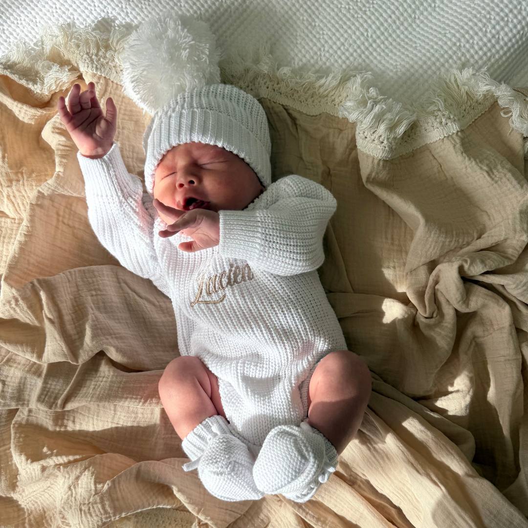 Personalised Chunky Knit Baby Romper - Ivory