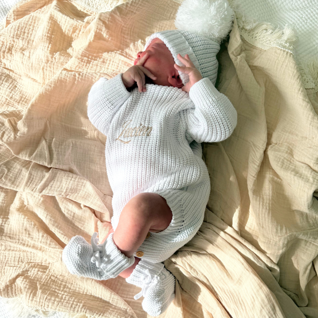 Personalised Chunky Knit Baby Romper - Ivory
