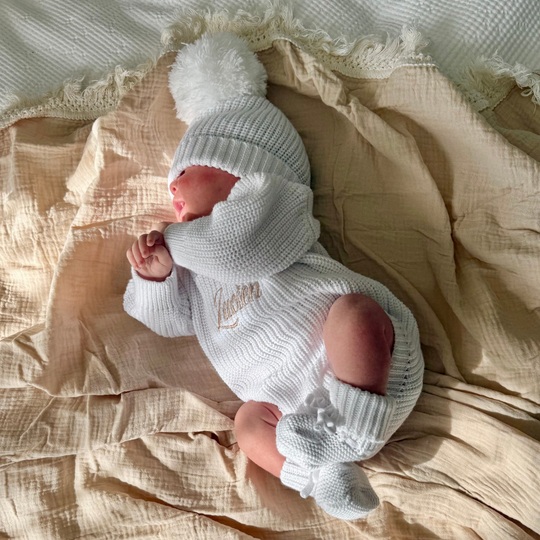 Personalised Chunky Knit Baby Romper - Ivory