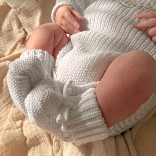 Chunky Knit Baby Booties - Ivory