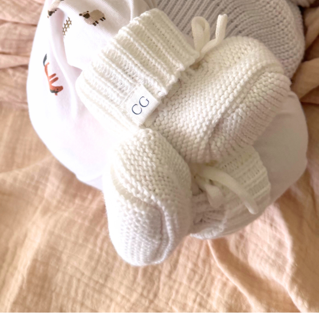Chunky Knit Baby Booties - Ivory
