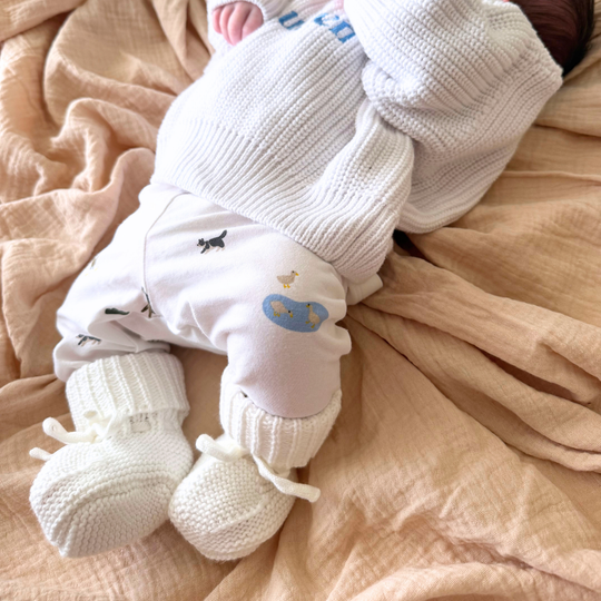 Chunky Knit Baby Booties - Ivory