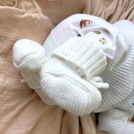 Chunky Knit Baby Booties - Ivory