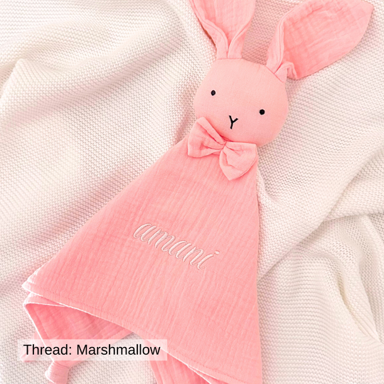 Organic Cotton Muslin Bunny Baby Comforter - Baby Pink