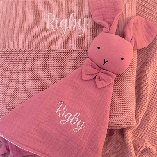 Personalised Cotton Knit Baby Blanket - Dusty Pink