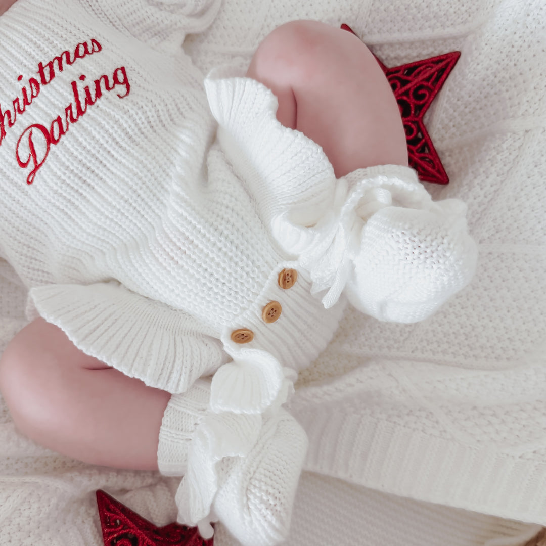 Christmas Frill Knit Baby Romper