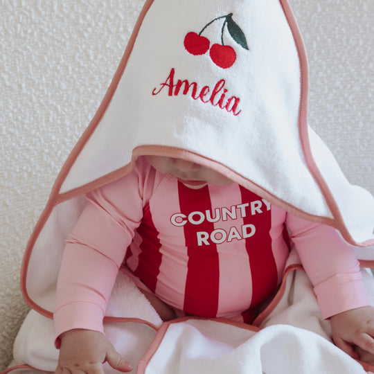 Luxe Baby Face Washer - White with Dusty Pink Trim