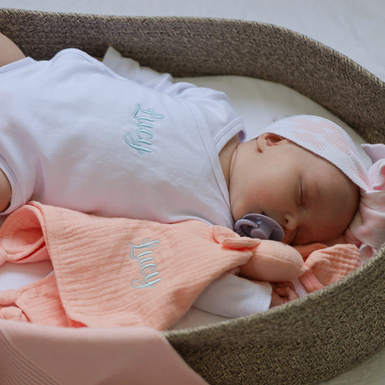 Organic Cotton Muslin Bunny Baby Comforter - Baby Pink