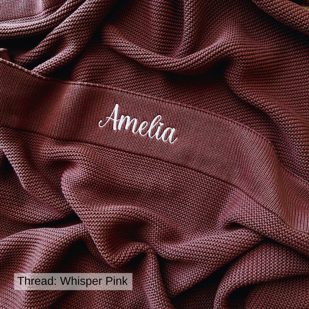 Limited Edition Knit Baby Blanket - Interlocked Trim Detail (Chocolate)