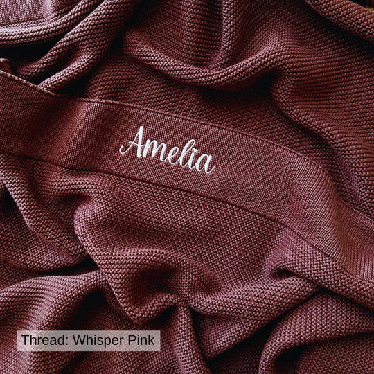 Limited Edition Knit Baby Blanket - Interlocked Trim Detail (Chocolate)