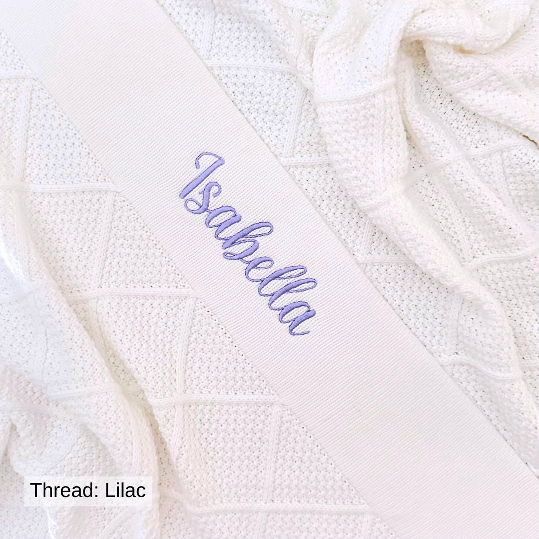 Personalised Diamond Knit Baby Blanket - Ivory
