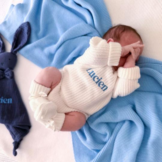 Personalised Chunky Knit Baby Romper - Ivory