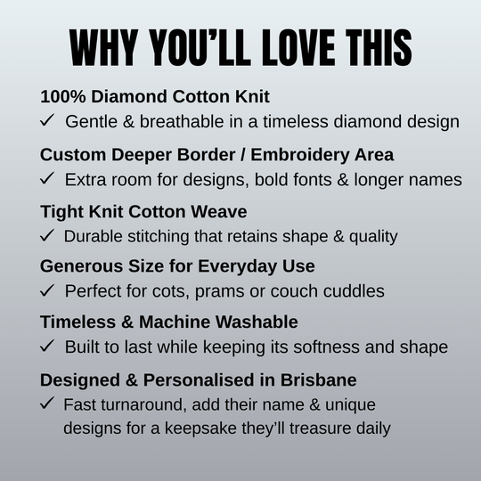 Personalised Diamond Knit Baby Blanket - Ivory
