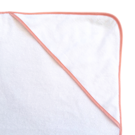 Luxe Baby Hooded Bath Towel - White with Dusty Pink Trim (Pre Order April)