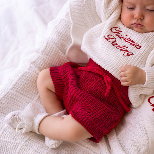 Christmas Red Knit Bubble Shorties