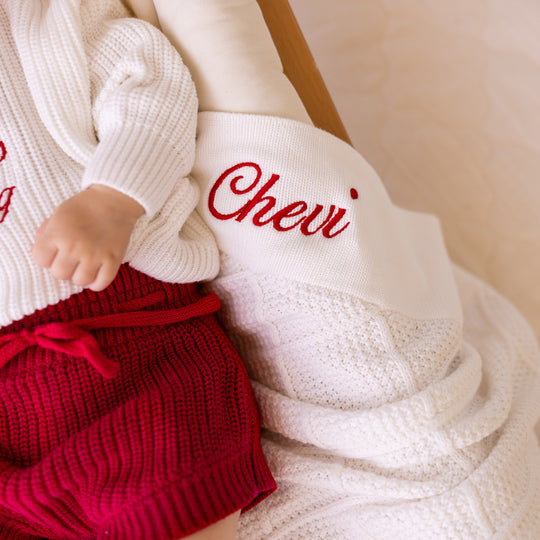 Christmas Red Knit Bubble Shorties