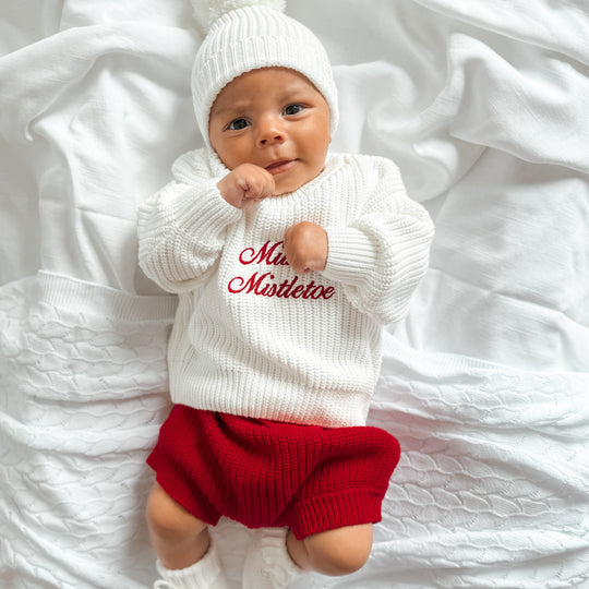 Christmas Red Knit Bubble Shorties