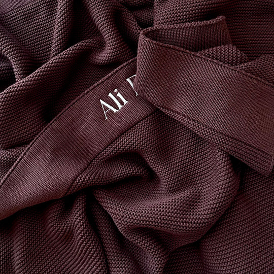 Limited Edition Knit Baby Blanket - Interlocked Trim Detail (Chocolate)