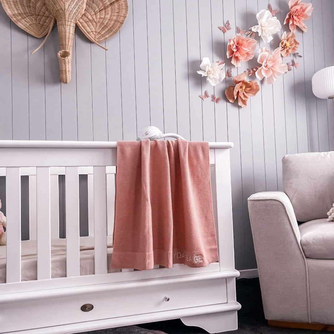 Personalised Cotton Knit Baby Blanket - Dusty Pink