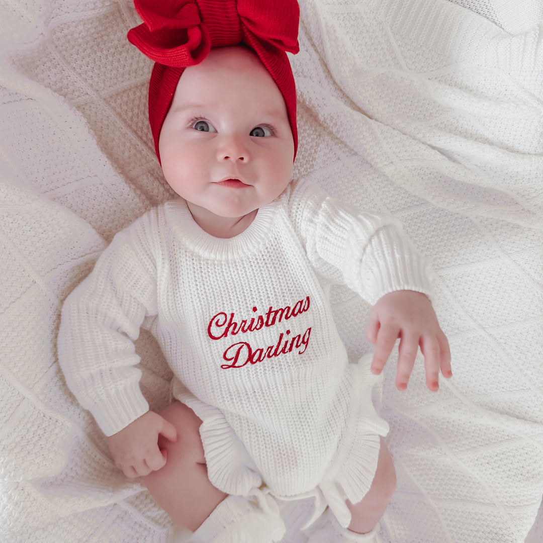 Christmas Frill Knit Baby Romper