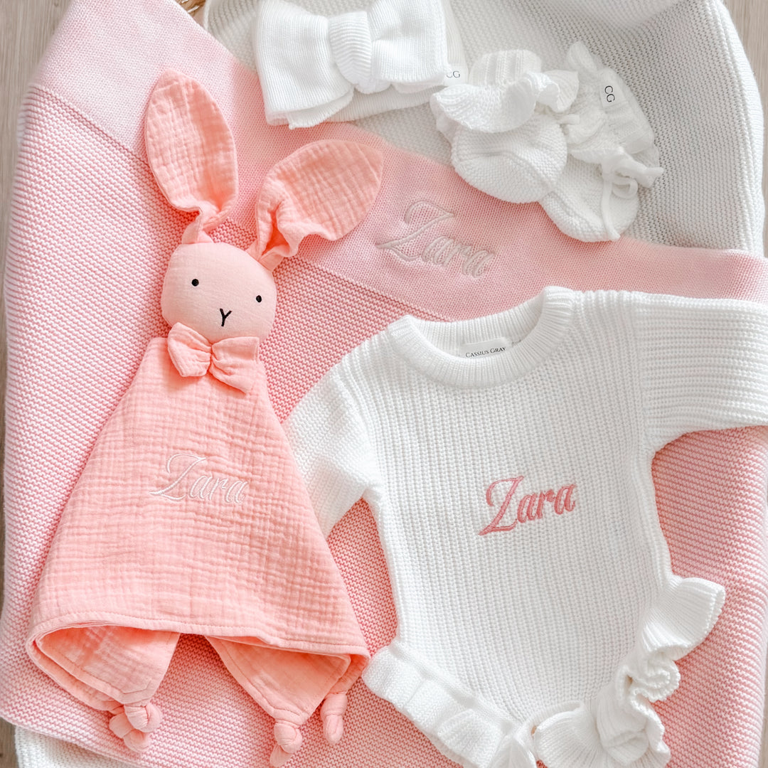 Personalised Frill Knit Baby Romper - Ivory