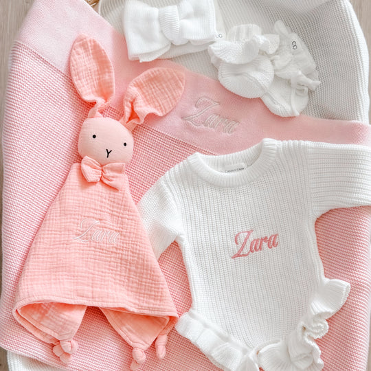 Personalised Frill Knit Baby Romper - Ivory