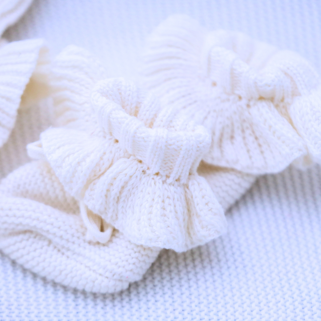 Personalised Frill Knit Baby Romper - Ivory