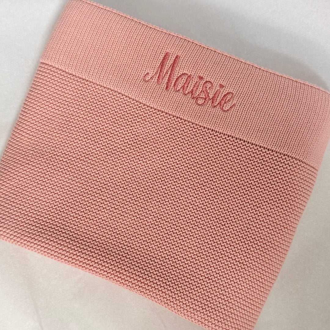 Limited Edition Knit Baby Blanket - Interlocked Trim Detail (Dusty Pink)