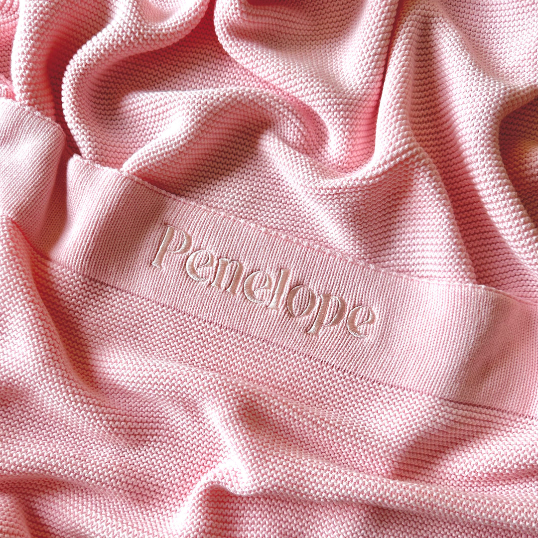 Limited Edition Knit Baby Blanket - Interlocked Trim Detail (Baby Pink)