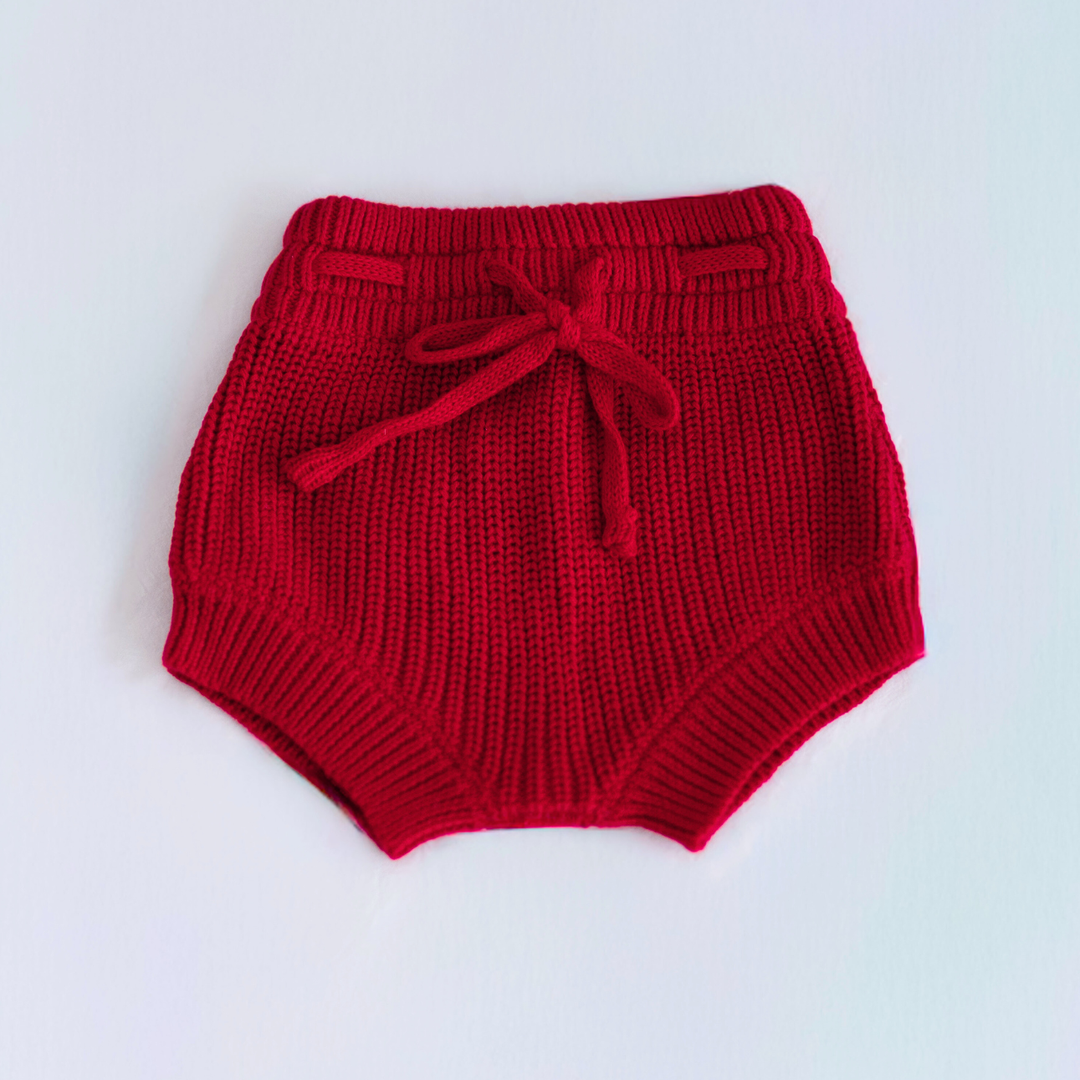 Christmas Red Knit Bubble Shorties
