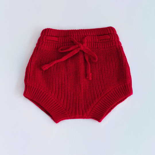 Christmas Red Knit Bubble Shorties