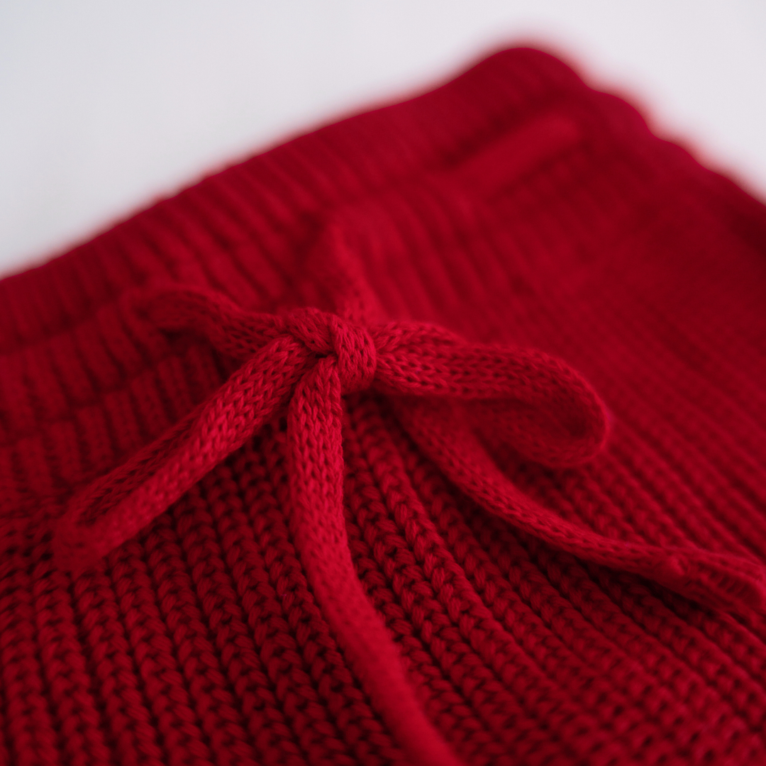 Christmas Red Knit Bubble Shorties