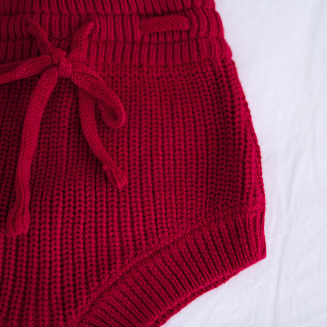 Christmas Red Knit Bubble Shorties