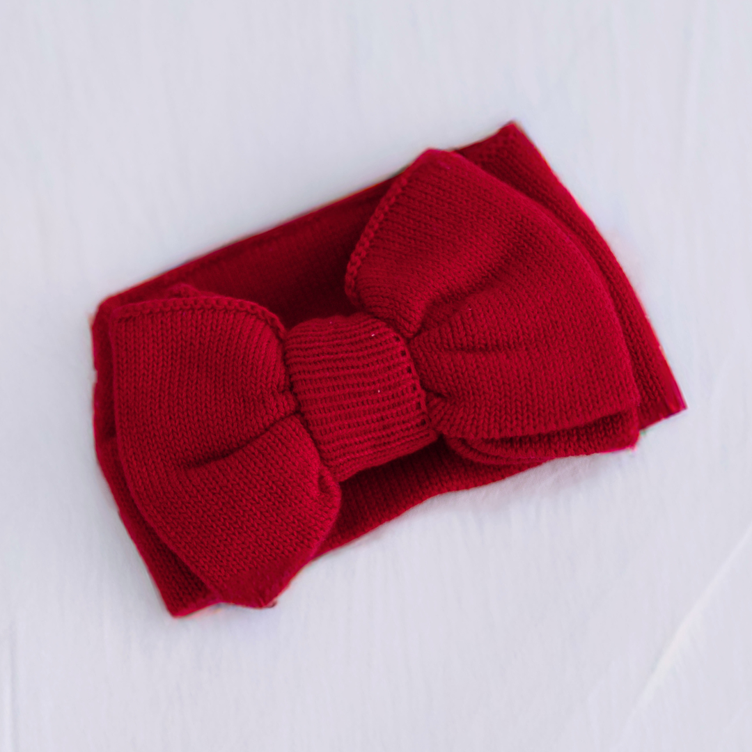 Christmas Red Oversized Knit Bow