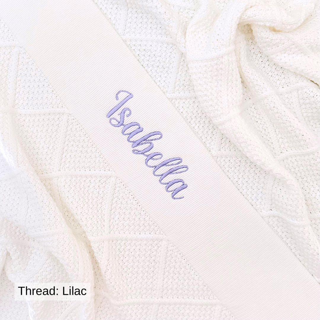 Personalised Diamond Knit Baby Blanket - Ivory