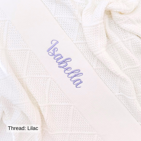 Personalised Diamond Knit Baby Blanket - Ivory