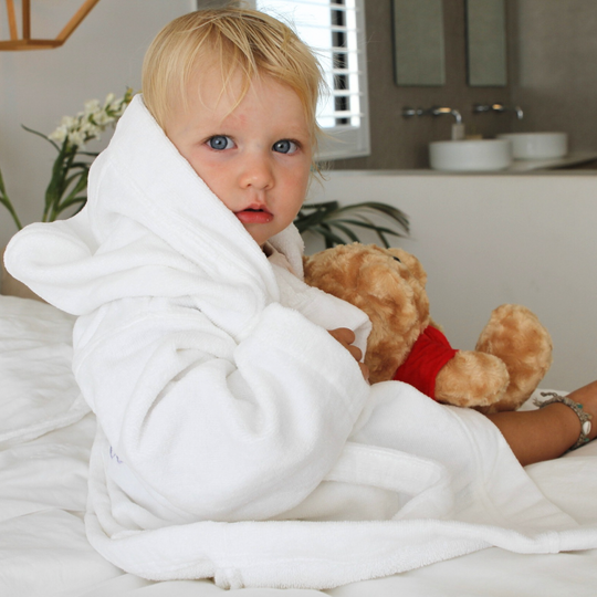 Premium Toddler Swim & Bath Robe - White