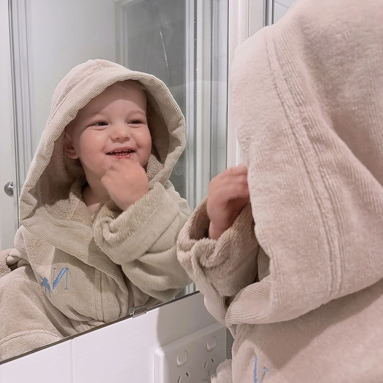 Premium Toddler Swim & Bath Robe - Stone Beige