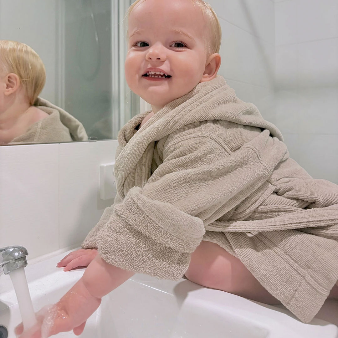 Premium Toddler Swim & Bath Robe - Stone Beige