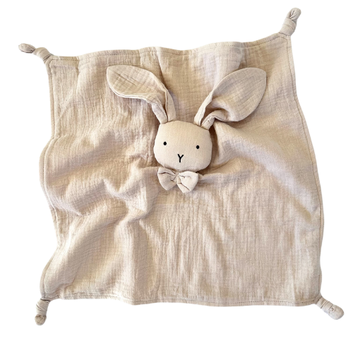Organic Cotton Muslin Bunny Baby Comforter - Oatmeal