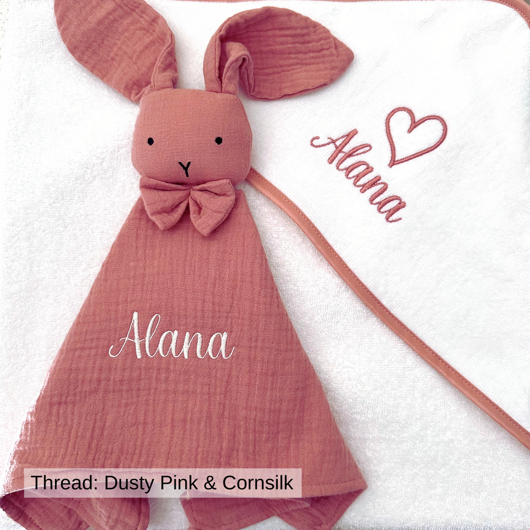 Luxe Baby Hooded Bath Towel - White with Dusty Pink Trim