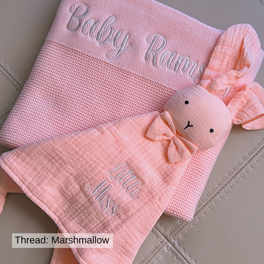 Organic Cotton Muslin Bunny Baby Comforter - Baby Pink